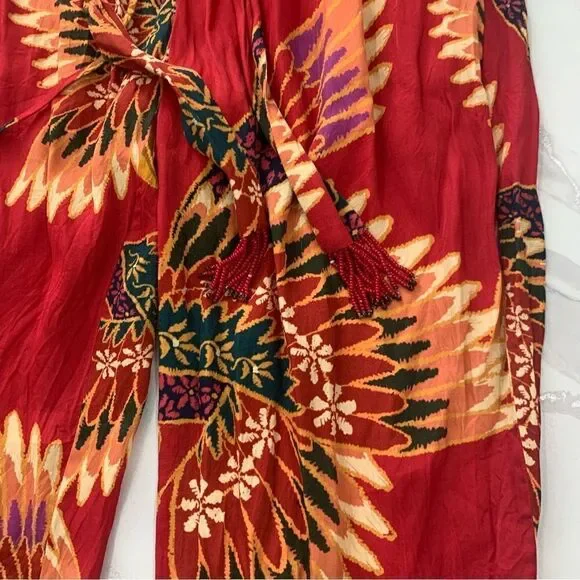 FARM Rio Jumpsuit Women Small Red Wonderful Deep V-Neck toucans Crop Ajustable - Picture 11 of 12